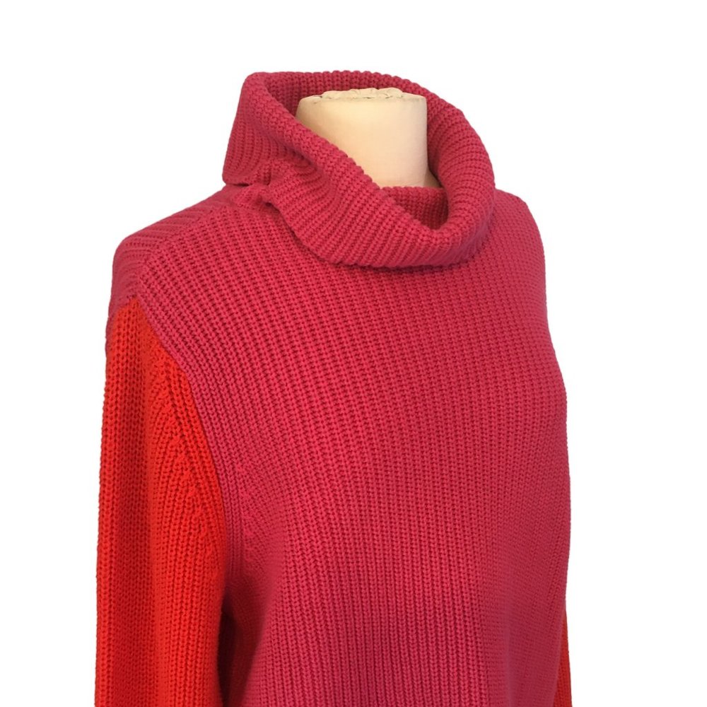 Sugar+Lips Pink Red Oversized Loose‎ Sleeves Pullover Turtleneck Sweater, S - Picture 4 of 10